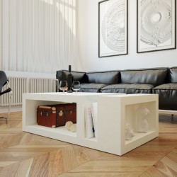 Mesa de centro para salón lacada blanca con hueco modelo APOLO