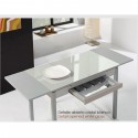 Conjunto de mesa extensible alas, sillas y taburetes de cocina modelo A blanca