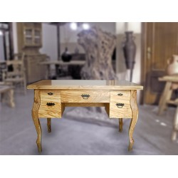 Mesa escritorio con cajones en madera de olivo Vecco