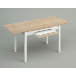 Conjunto mesa extensible tablero madera blanca